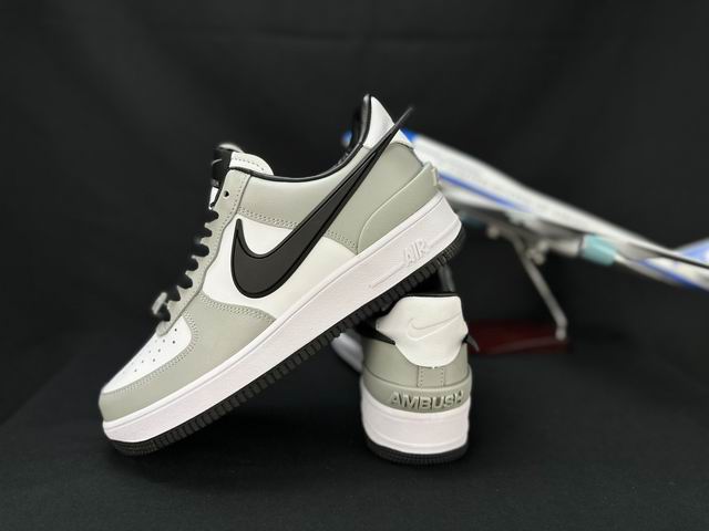 Cheap Nike Air Force 1 Grey White Black Big Swoosh Shoes Men and Women-14 - Click Image to Close